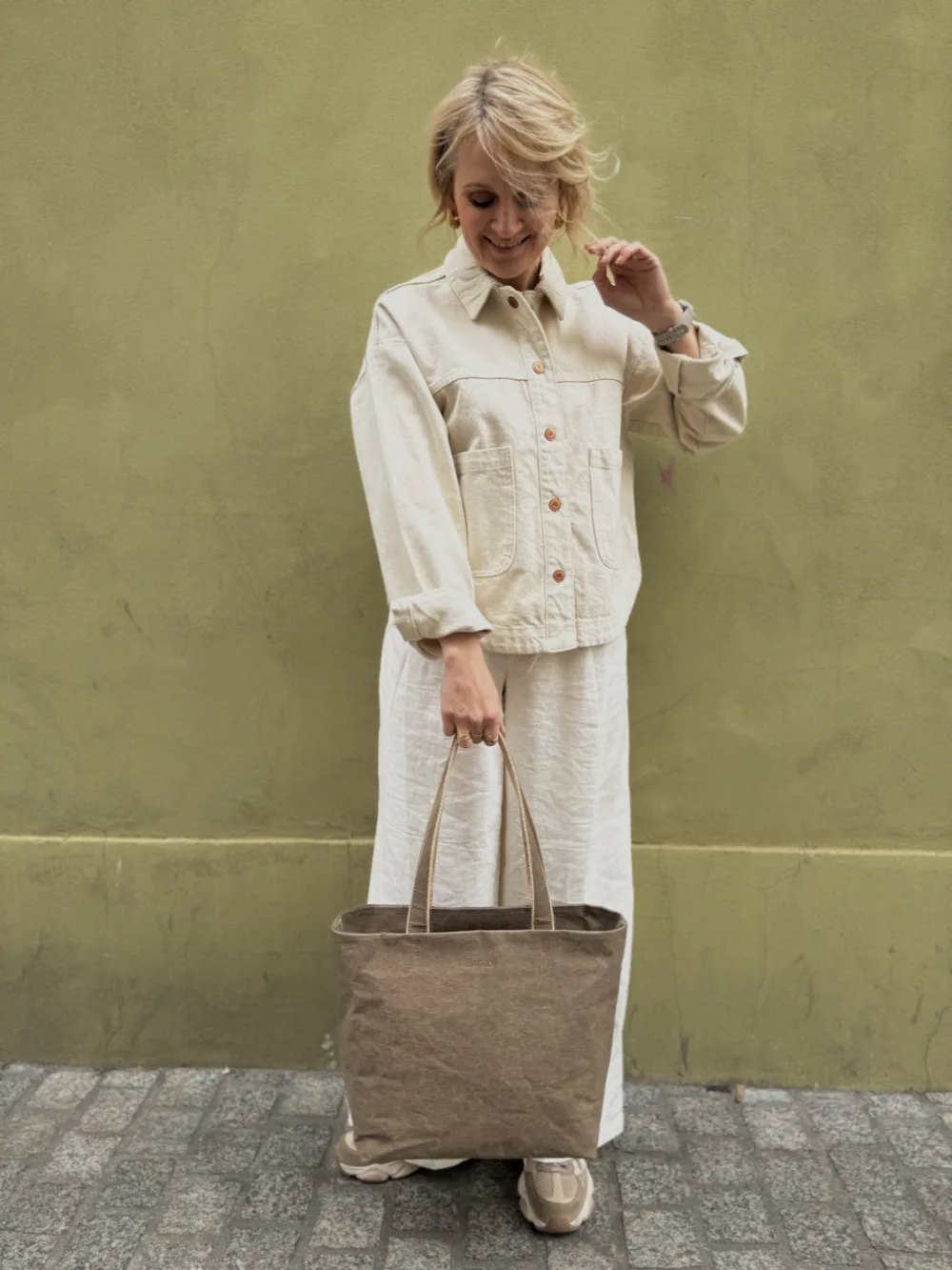Shopperka ELLY taupe — torebka ze skóry celulozowej
