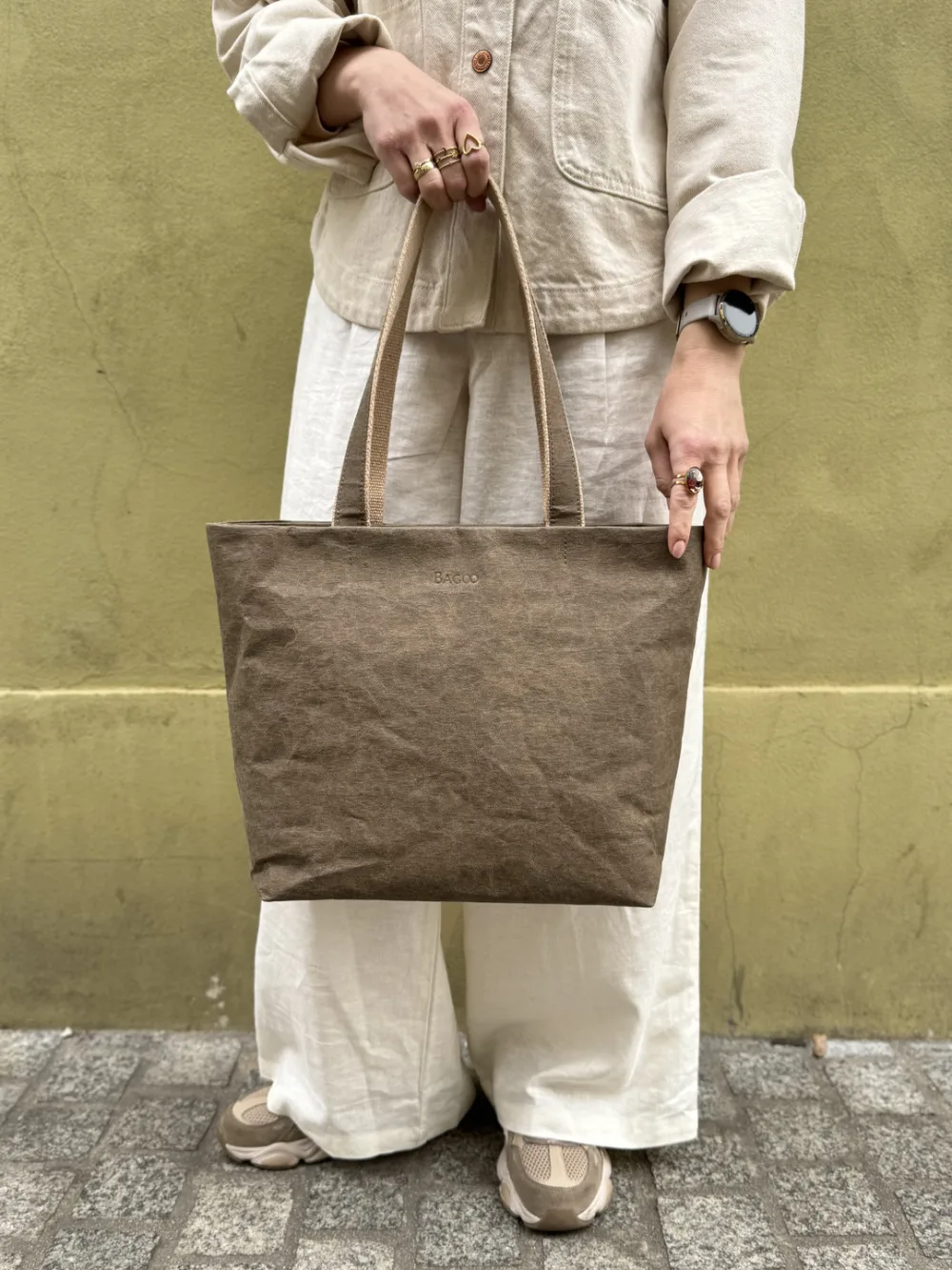 Shopperka ELLY taupe — torebka ze skóry celulozowej