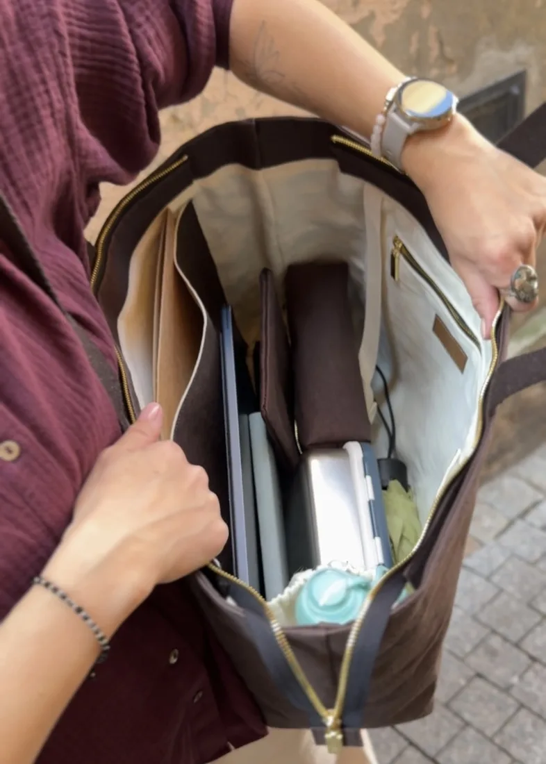 Shopperka HOLLY czekoladowa — torebka ze skóry celulozowej