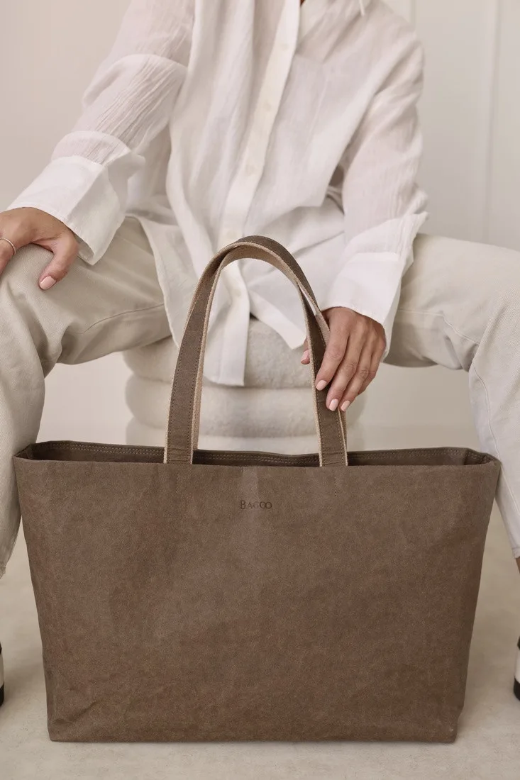 Shopperka HOLLY taupe — torebka ze skóry celulozowej