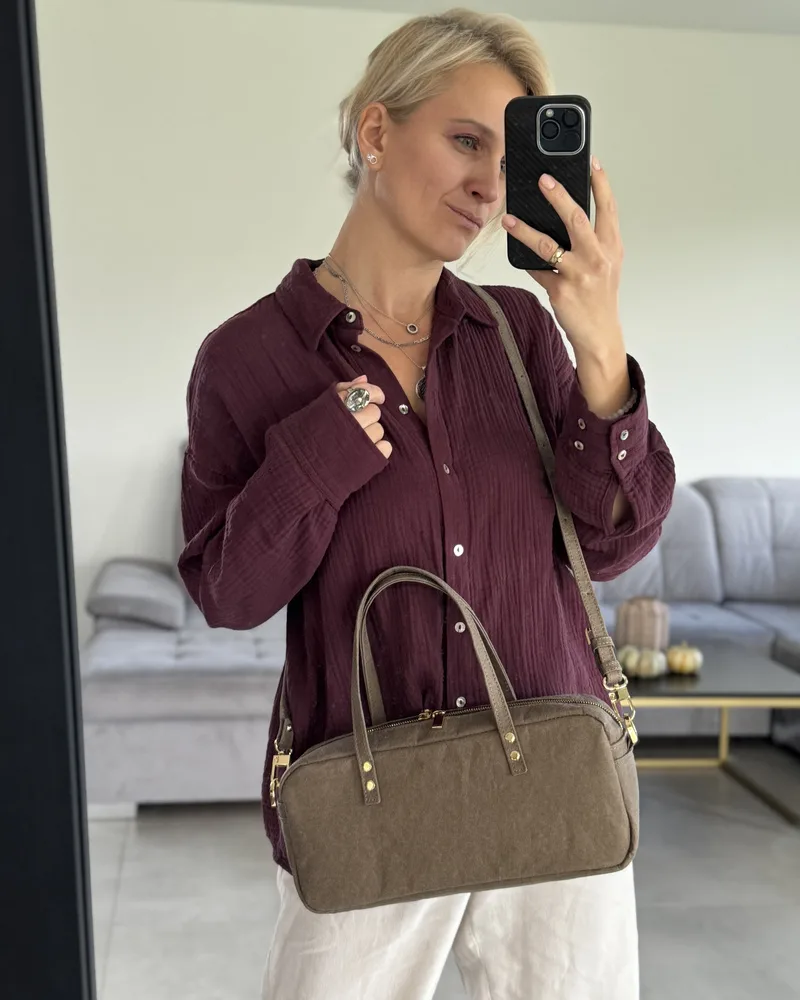 Bagietka SIMONA taupe — torebka ze skóry celulozowej