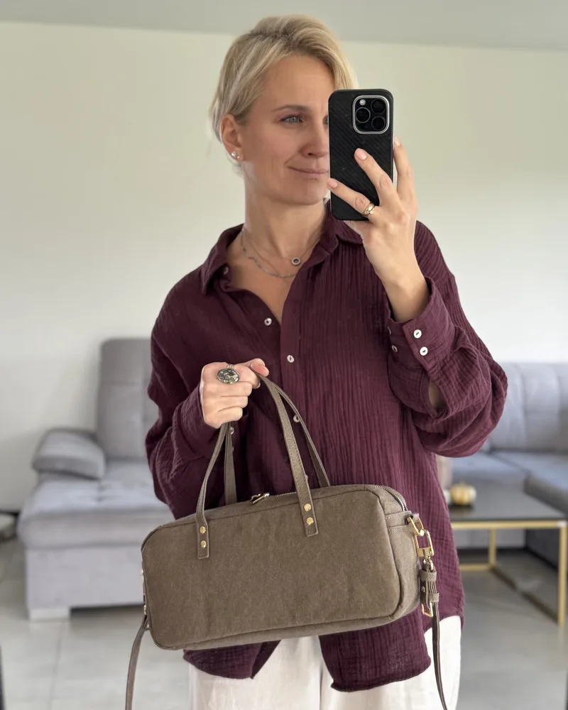 Bagietka SIMONA taupe — torebka ze skóry celulozowej