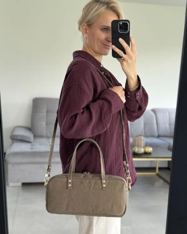 Bagietka SIMONA taupe — torebka ze skóry celulozowej