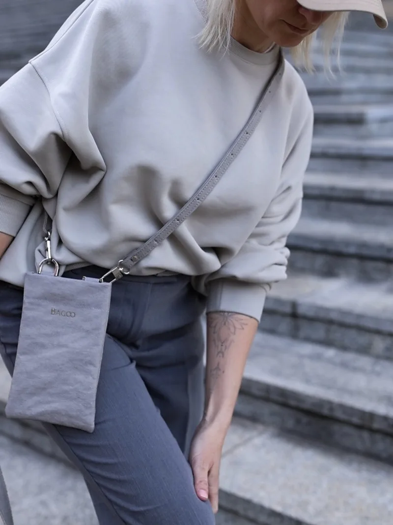 Phonebag IVY szara — torebka na telefon ze skóry celulozowej